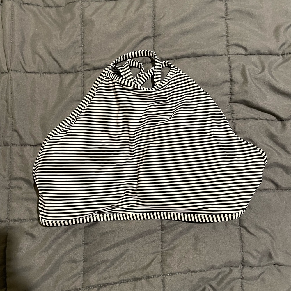 Aerie High Neck Swim Top Striped